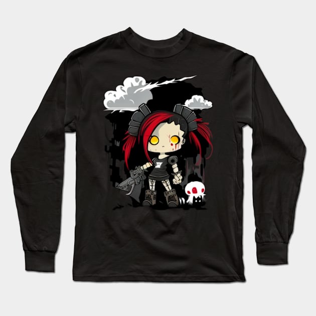 Gothic Girl Long Sleeve T-Shirt by Crazy skull